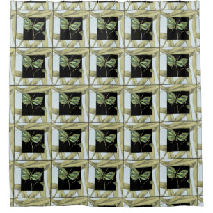 Leaves with Dragonfly Inset by Jennifer Goldberger Shower Curtain