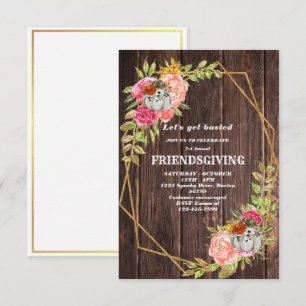 Leaves Wood Friendsgiving Invitation
