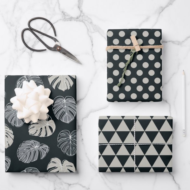 Leaves Wrapping Paper Set of 3 (Front)