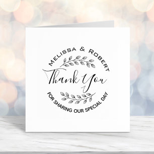 Leaves Wreath Modern Wedding Thank You Self-inking Stamp