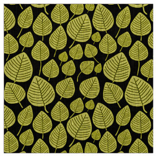 Leaves - Yellow on Black Fabric
