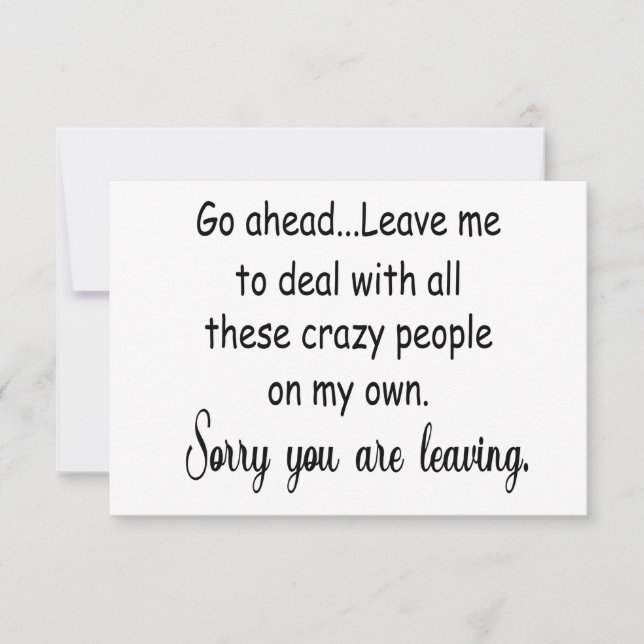 leaving coworker funny gifts thank you card (Front)