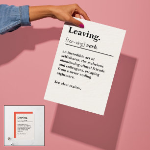 Leaving Definition Card for Coworker Boss