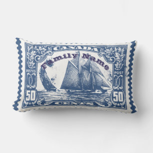 Leaving for CANADA Ships Stamp Goodbye Gift Lumbar Cushion