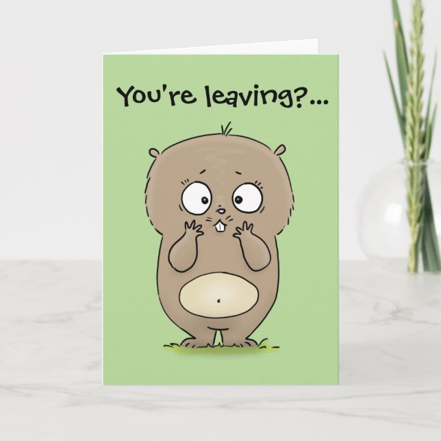Leaving we will miss you cute hamster cartoon card (Front)