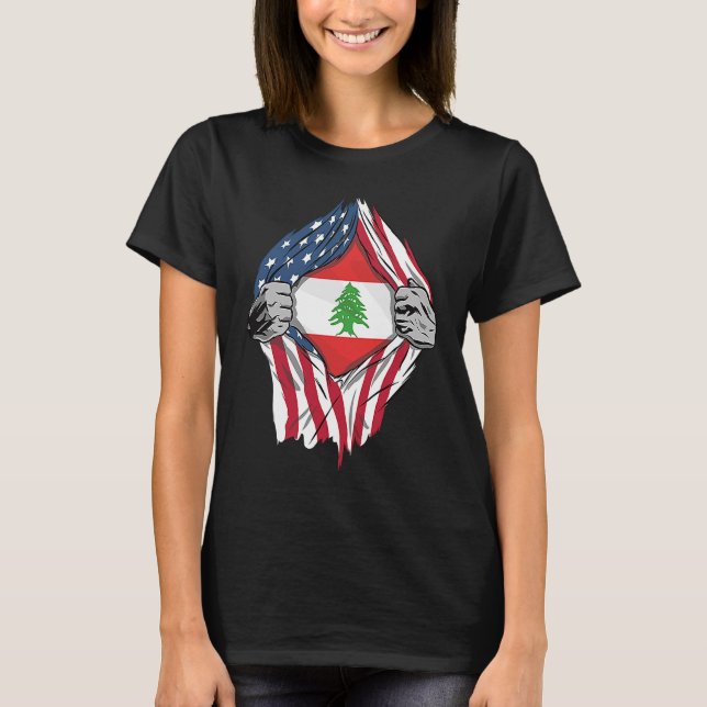 Lebanese Blood Inside Me Lebanon Flag T-Shirt (Front)