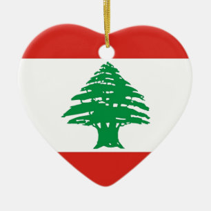 Lebanese Flag Ceramic Tree Decoration