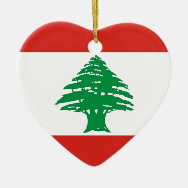 Lebanese Flag Ceramic Tree Decoration (Front)