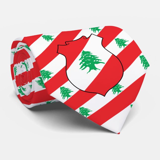 Lebanese Flag & Coat of Arms, Flag of Lebanon Tie (Rolled)