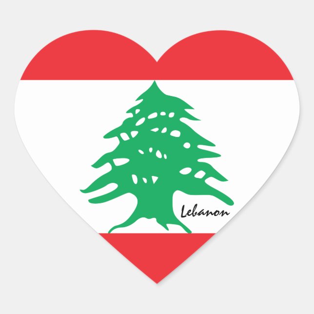 Lebanese flag & Heart, travel Lebanon/sports fans Heart Sticker (Front)