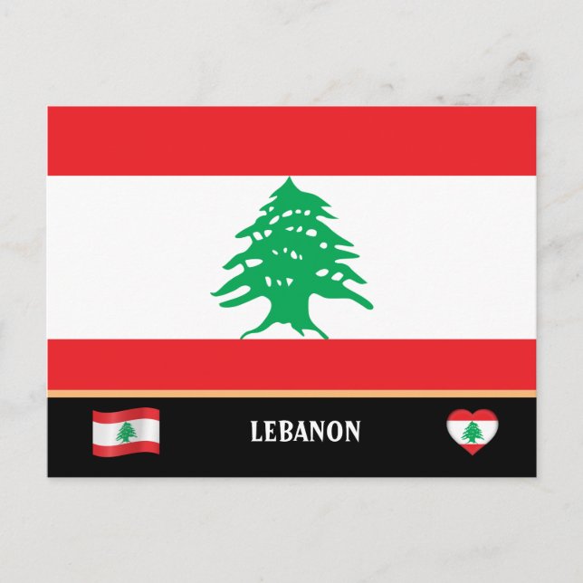 Lebanese Flag & Lebanese country travel / Lebanon Postcard (Front)