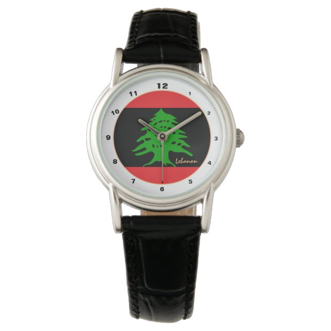 Lebanese Flag & Lebanon BLK trendy fashion /design Watch (Front)