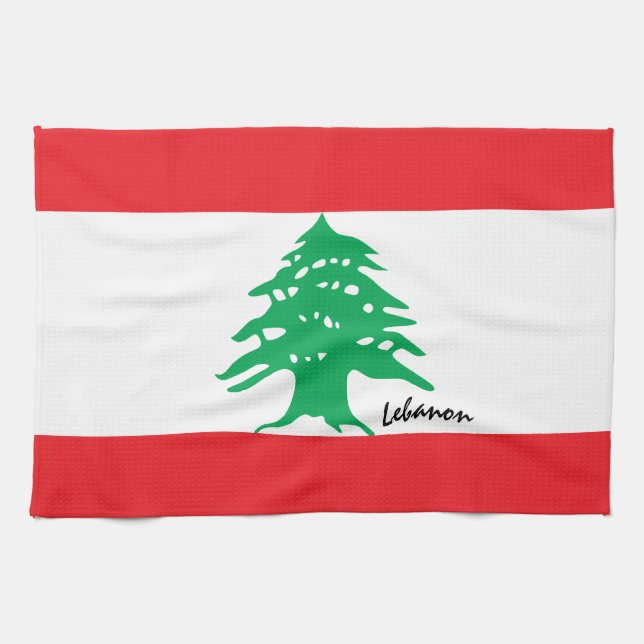 Lebanese flag & Lebanon  cooking, fashion /sports Tea Towel (Horizontal)