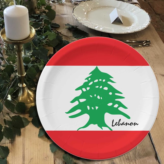 Lebanese Flag plates, party, sports, Lebanon Paper Plate (Creator Uploaded)