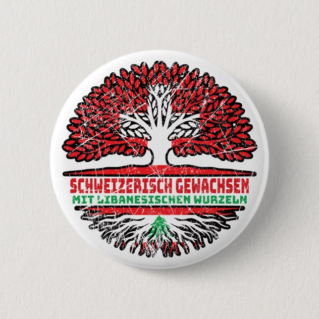 Lebanese Schweizer Schweiz Baum Wurzel 6 Cm Round Badge (Front)