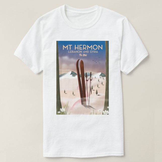 Lebanon and Syria Mt Hermon Ski T-Shirt (Design Front)