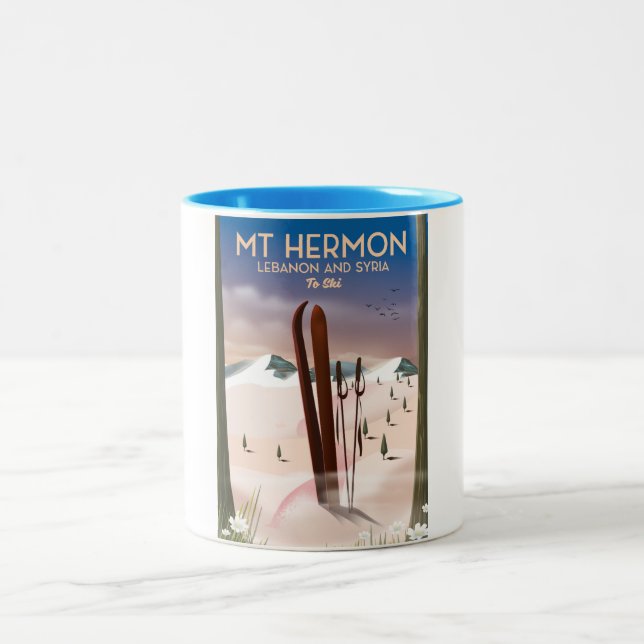 Lebanon and Syria Mt Hermon Ski Two-Tone Coffee Mug (Center)