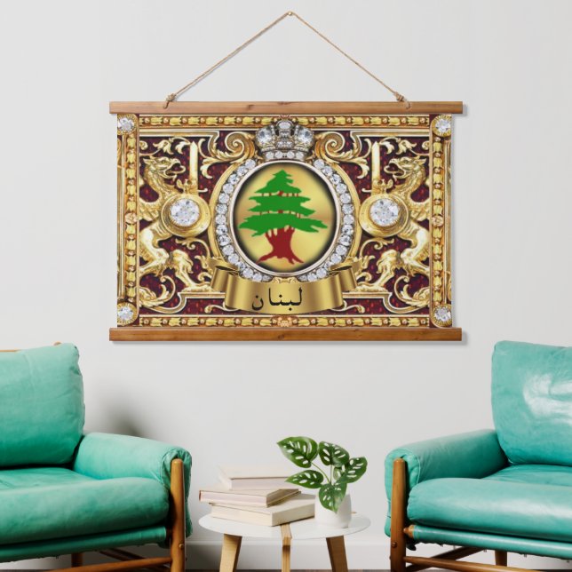 Lebanon (Arabic Lettering) Wall Art Tapestry (Living Room)