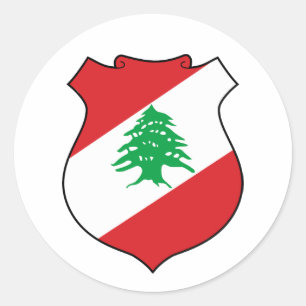 Lebanon country coat arms symbol emblem flag classic round sticker