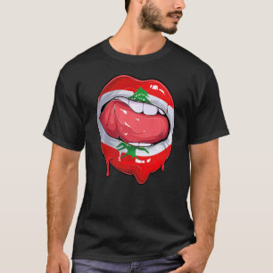 Lebanon Fan Flag Mouth Soccer Lebanese T-Shirt