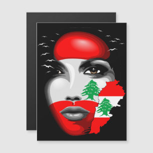 Lebanon Flag and Map on girl's face