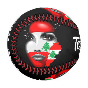 Lebanon Flag and Map on girl's face Baseball