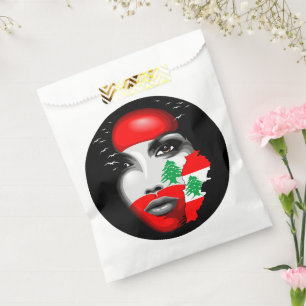 Lebanon Flag and Map on girl's face Favour Bag
