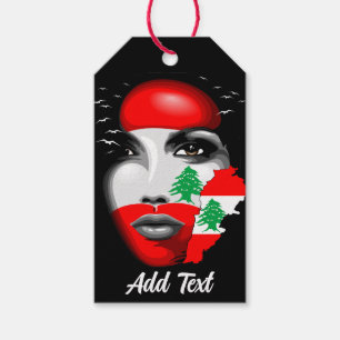 Lebanon Flag and Map on girl's face Gift Tags