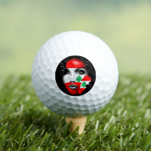 Lebanon Flag and Map on girl's face Golf Balls