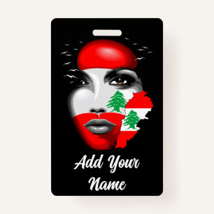 Lebanon Flag and Map on girl's face ID Badge