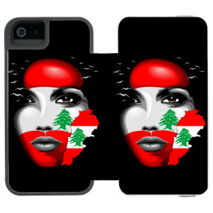 Lebanon Flag and Map on girl's face Incipio Watson™ iPhone 5 Wallet Case