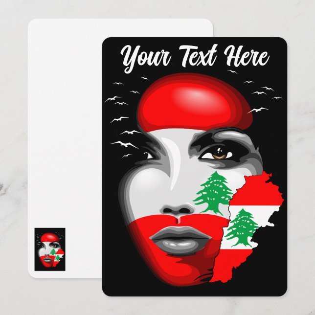 Lebanon Flag and Map on girl's face Invitation (Front/Back)