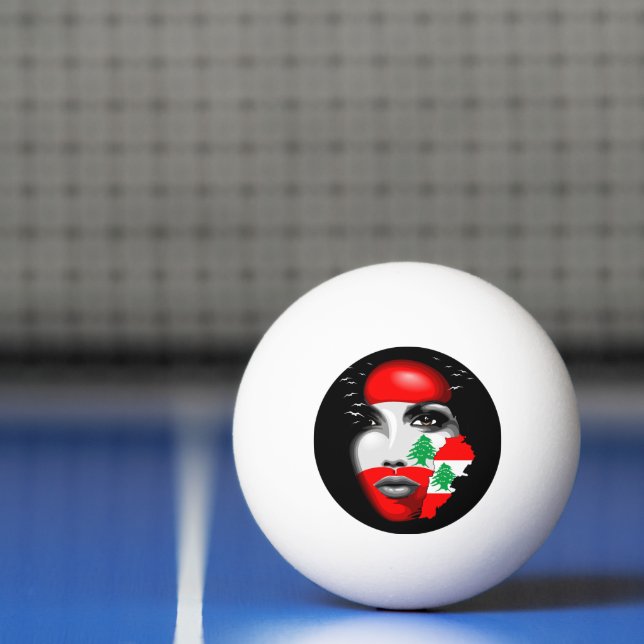 Lebanon Flag and Map on girl's face Ping Pong Ball (Net)