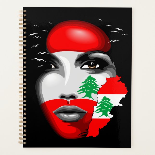 Lebanon Flag and Map on girl's face Planner (Front)
