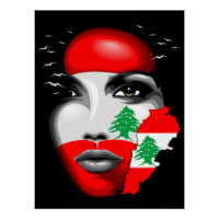 Lebanon Flag and Map on girl's face
