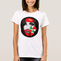 Lebanon Flag and Map on girl's face