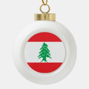 Lebanon Flag Ceramic Ball Christmas Ornament