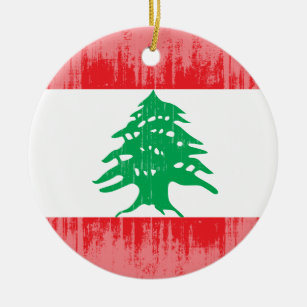 LEBANON FLAG CERAMIC ORNAMENT