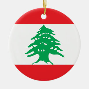 Lebanon Flag Ceramic Tree Decoration