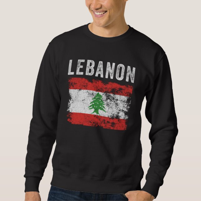 Lebanon Flag Distressed - Lebanese Flag Sweatshirt (Front)