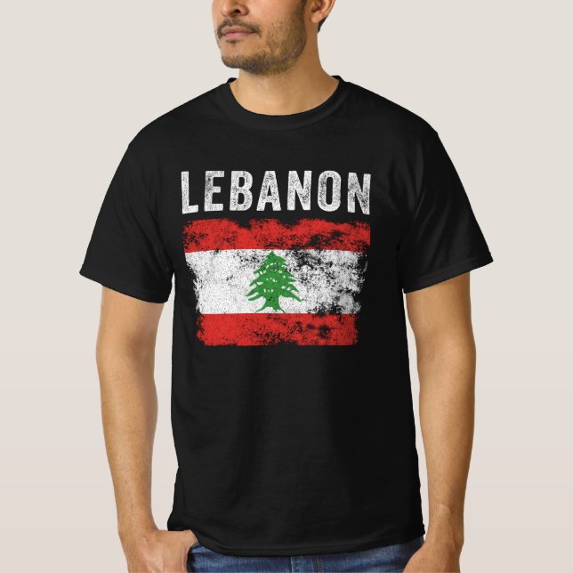 Lebanon Flag Distressed - Lebanese Flag T-Shirt (Front)