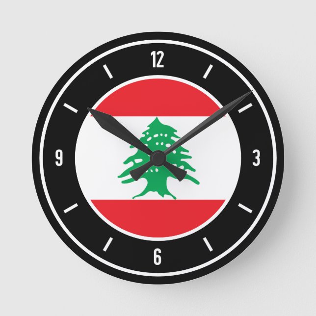 Lebanon Flag Elegant Round Clock (Front)