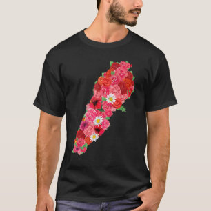 Lebanon Flag Flower Map Beirut Lobnan Lebanese Le T-Shirt