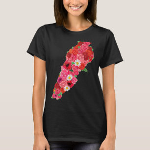 Lebanon Flag Flower Map Beirut Lobnan  Lebanese Le T-Shirt
