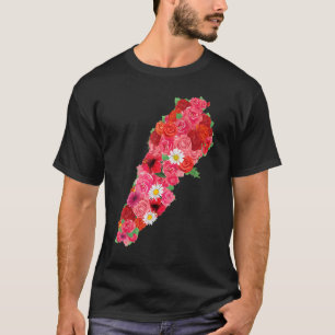 Lebanon Flag Flower Map Beirut Lobnan  Lebanese Le T-Shirt