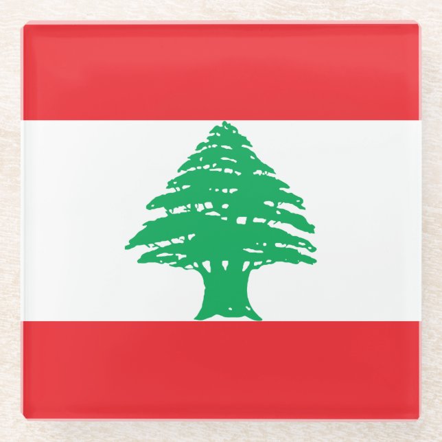 Lebanon Flag Glass Coaster (Front)