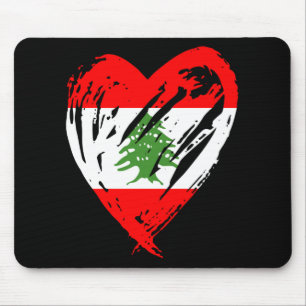 Lebanon Flag Heart Gift Mouse Pad