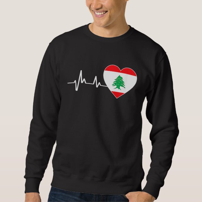 Lebanon Flag Heartbeat As Lebanon Map For Lebanese Sweatshirt (Front)