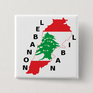 Lebanon Flag Map 15 Cm Square Badge
