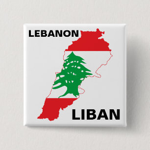 Lebanon Flag Map 15 Cm Square Badge